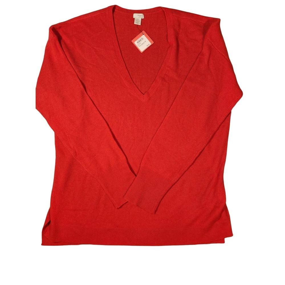 Halogen Sweater Womens XXL‎ Red 100% Cashmere V Neck Pullover Knit Lightweight